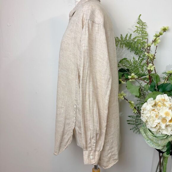 J. McLaughlin | Beige Linen Button Detail Tunic Blouse | Medium - Picture 6 of 12